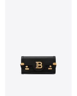 Balmain B-Buzz Pouch 23 Leather Clutch - White