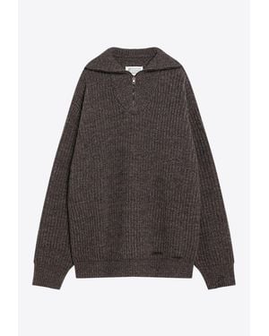 Maison Margiela Wool-Blend Zip Sweater - Gray