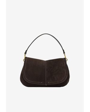 Gianni Chiarini Large Helena Round Suede Shoulder Bag - White