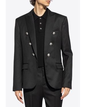 Balmain Wool Double-Breasted Blazer - Black