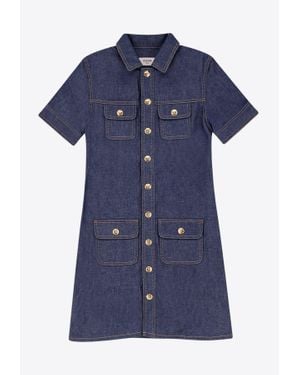 【関税&送料込】Celine Denim Mini Chemisier Dress Celine Denim Mini Chemisier/Dress in Blue | Lyst