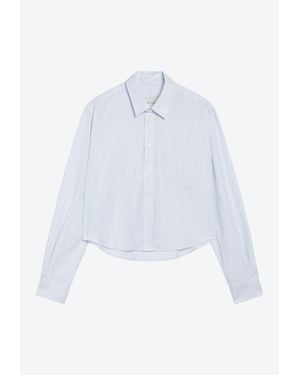 Ami Paris Ami De Coeur Stripe Cropped Shirt - White