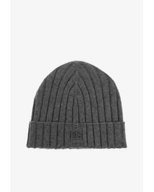 Dolce & Gabbana Ribbed Cashmere Beanie - Gray