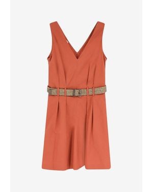 Brunello Cucinelli Monili-Embellished Mini Dress - Red