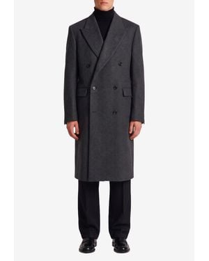 Lardini Double-Breasted Wool Coat - Black
