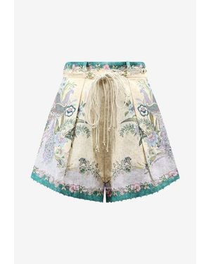 Zimmermann Indra Floral Print Mini Shorts - White