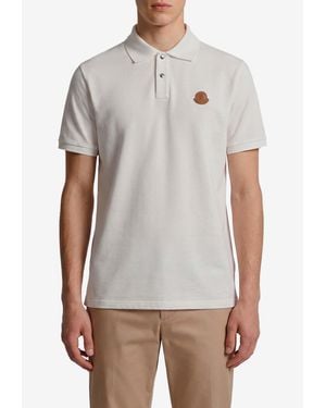 Moncler Logo Patch Piqué Polo T-Shirt - Gray