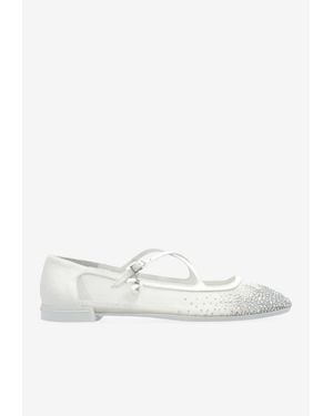 Jimmy Choo Eleri Crystal Ballet Flats - White