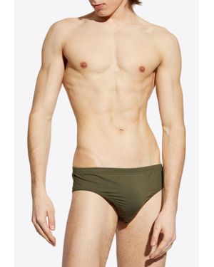 Balmain Embossed Logo Patch Swim Trunks - Green