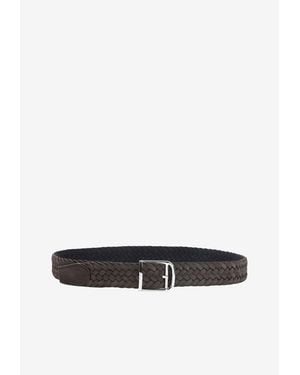 Brioni Braided Suede Leather Belt - White