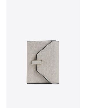Valextra Iside Interlocking Leather Wallet - Gray