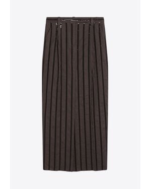 Brunello Cucinelli Cotton Sequin-Stripe Midi Skirt in Gray