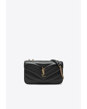Saint Laurent Small Loulou Quilted Leather Crossbody Bag - Black