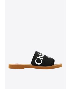 Chloé Woody Logo Slides - Black