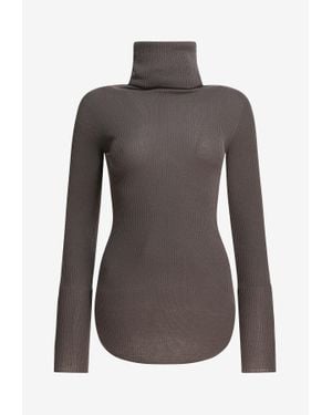 Rick Owens Turtleneck Wool Sheer Jumper - Brown