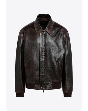 Prada Vintage Nappa Leather Bomber Jacket - Black