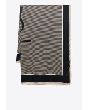 Saint Laurent Cassandre Print Silk Scarf - Grey
