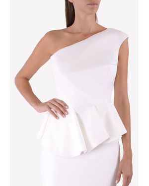 Avaro Figlio One-Shoulder Peplum Top - White