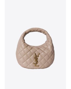 Saint Laurent Icarino Quilted Nappa Hobo Bag - Natural