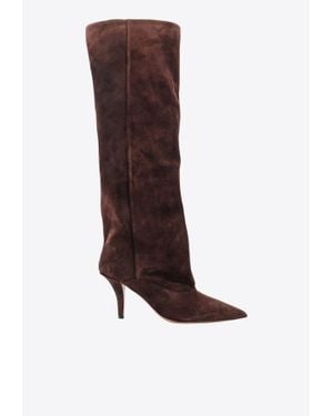 Paris Texas Ines 70 Reverse Knee-High Suede Boots - Brown