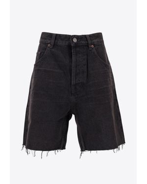 Saint Laurent Faded Denim Bermuda Shorts - Blue