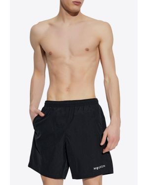 McQueen Logo Swim Shorts - Blue