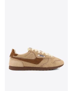 Autry Windspin Metallic Leather Sneakers - Brown