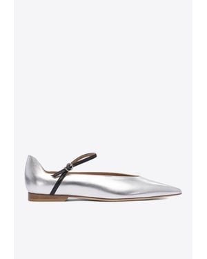 Lella Baldi Théa Laminated Leather Ballet Flats - White