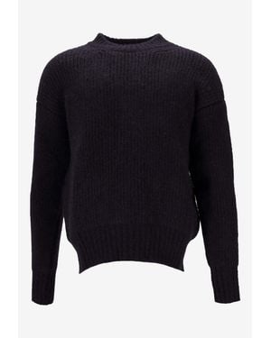 Saint Laurent Ribbed Wool Crewneck Sweater - Blue