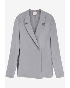 Alysi Single-Breasted Silk Blazer - Grey
