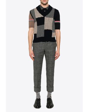 Thom Browne Cable-Knit Patchwork Vest - Black
