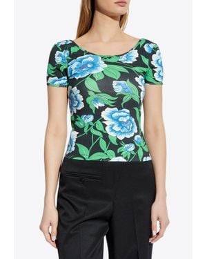 KENZO Peonies Print Short-Sleeved Top - Green