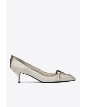 Prada 55 Antique Leather Pumps - White