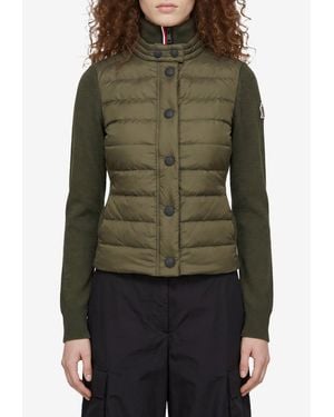 Moncler Wool-Blend Padded Cardigan - Green
