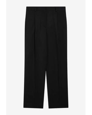 TOTEME Pleated Wide-Leg Wool-Blend Tailored Pants - Black