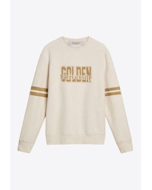 Golden Goose Logo-Printed Crewneck Sweatshirt - Natural
