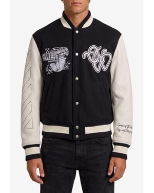Off-White c/o Virgil Abloh Cat-Off College Bomber Jacket - Blue