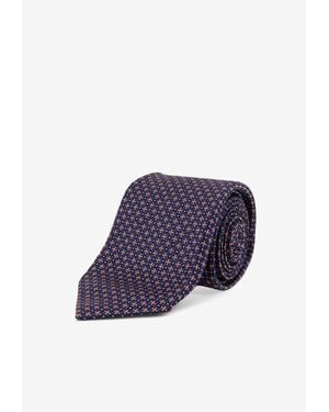 Kiton Patterned Silk Tie - Blue