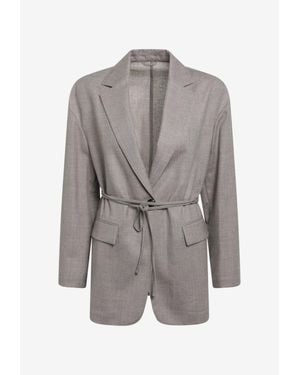 Brunello Cucinelli Melange Double-Breasted Blazer - Grey