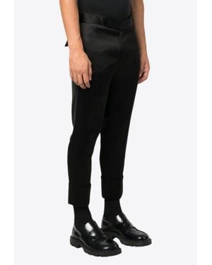 SAPIO Satin-Finish Cropped Tailored Pants - Black