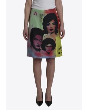 Versace The Party Printed Silk Skirt - Black