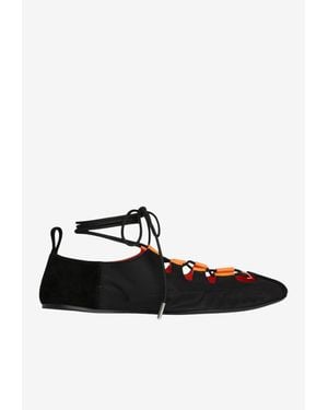 Alaïa Foldable Lace-Up Ballet Flats - White
