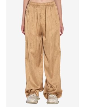 Balenciaga Striped Wide-Leg Trousers - Natural