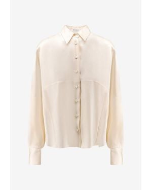 Brunello Cucinelli Long-Sleeved Silk Shirt - Natural