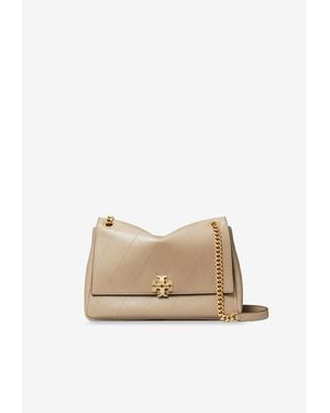 Tory Burch Charlie Leather Shoulder Bag - Natural