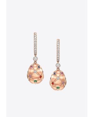 Faberge Treillage Gemstone Drop Earrings - White