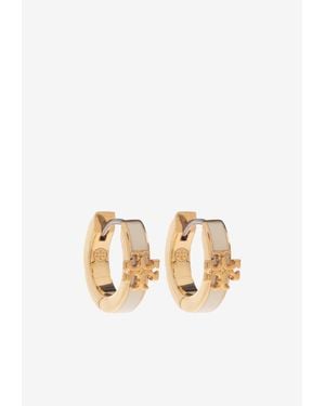Tory Burch Kira Enamel Hoop Earrings - White