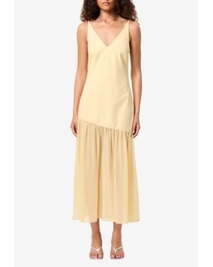 Mossman Beyond The Horizon V-Neck Midi Dresses - Natural