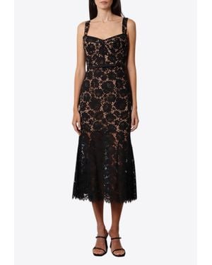 Self-Portrait Lace Midi Dress - Black