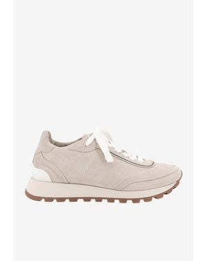 Brunello Cucinelli Suede Leather Sneakers - Natural